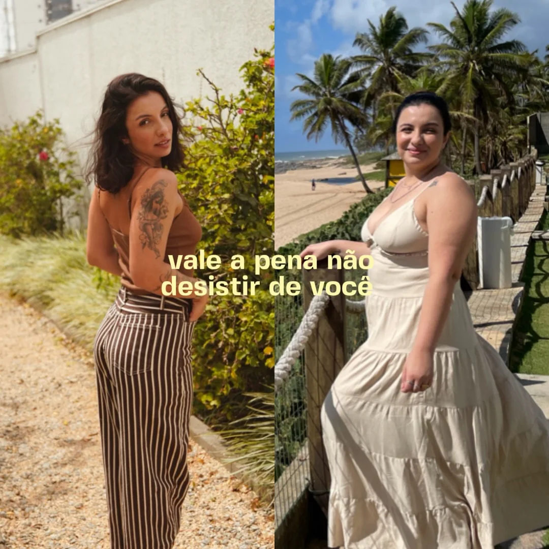 Tami em dois momentos de sua jornada pessoal